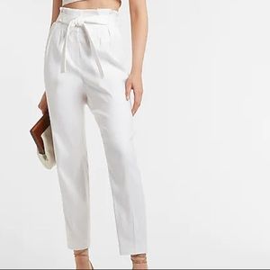 Express Belted Linen Paperbag Ankle Pant